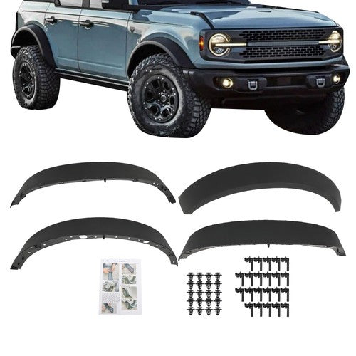 Solid Spare New Plastic Black Wide Wheel Lip Fender Flares Fit For Ford Bronco 2021-2024