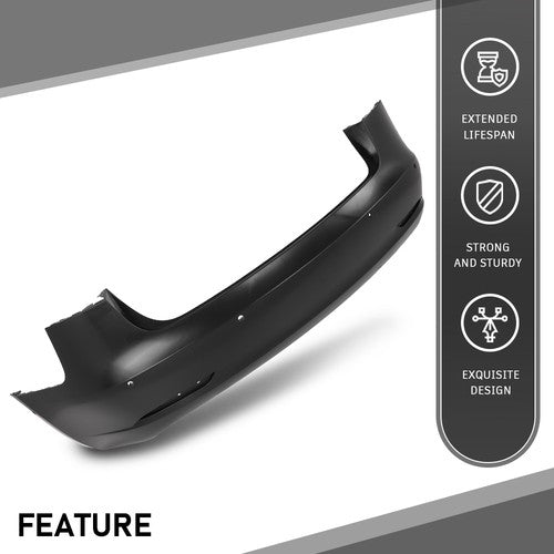 Solid Spare Fit For 17-23 Tesla Model 3 Rear Bumper Cover Fascia w/ Sensor Holes TA1100100