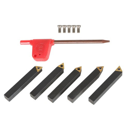 Solid Spare 5 Pieces 3/8" Lathe Indexable Carbide Insert Turning Tooling Bit Holder Set