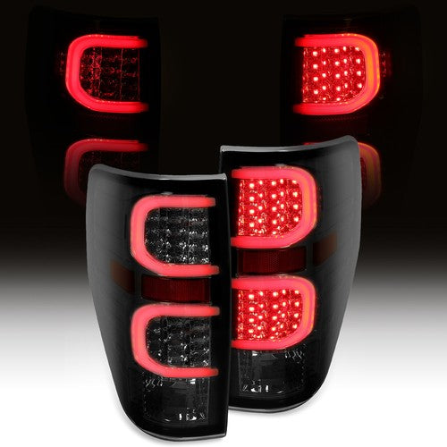 Solid Spare For Ford F150 2009-2014 Smoke black LED Tail Lights Brake Lamps Passenger+Driver