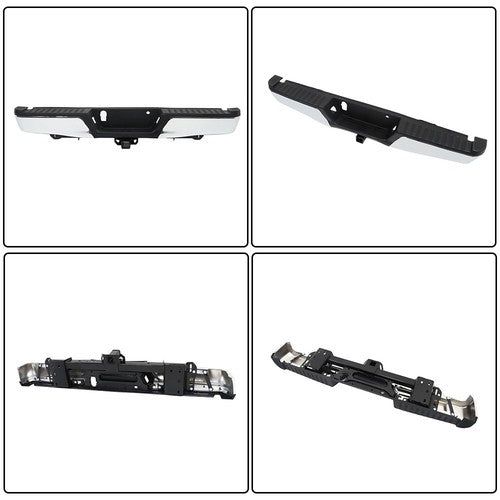 Solid Spare For Ford F-150 2015 2016-2020 Chrome Steel Rear Step Bumper Assembly w/ Max Tow