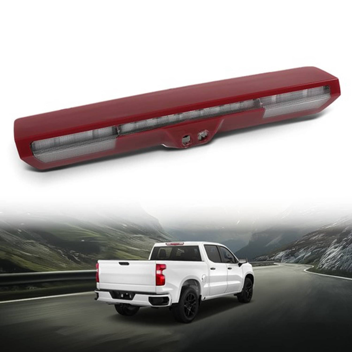 Solid Spare Fit For 2019-2025 Chevy Silverado GMC Sierra Third Brake Light w/ 2 Camera Holes