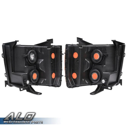 Solid Spare For 2007-2014 Chevy Silverado 1500 2500HD 3500HD Headlights Chrome Housing Pair