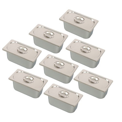 Solid Spare 6 Inch Deep 8 Pack Restaurant Steam Table Pans 1/3 Size with Non-Stick Coating