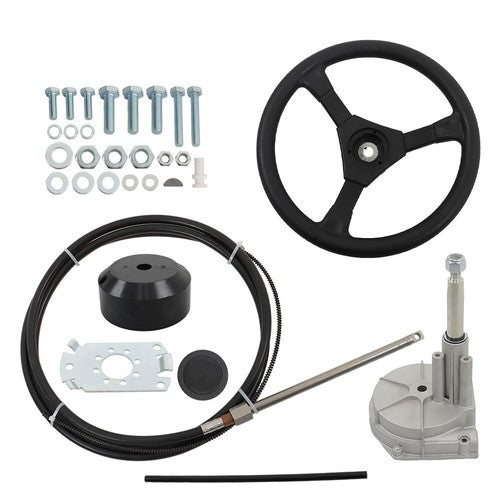 Solid Spare 12 Feet Boat Rotary Steering System Outboard Marine With 12' Steering Cable Kit