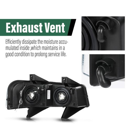 Solid Spare LED Tube Headlights Black Fit For 2003-2023 Chevrolet Express GMC Savana Van