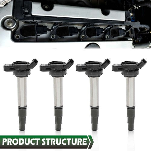 Solid Spare 4Pcs Ignition Coils Fit For 2009-2019 Toyota Corolla Prius 1.8L New