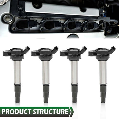 Solid Spare 4Pcs Ignition Coils Fit For 2009-2019 Toyota Corolla Prius 1.8L New