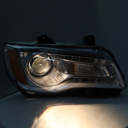 Solid Spare Single Right Side For Chrysler 300 2011-2014 Headlight Chrome Halogen Clear Lens