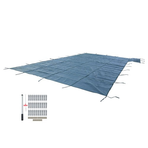 Solid Spare Green Mesh Pool Safety Cover For 20x40 ft Rectangle with 4x8ft Center End Step