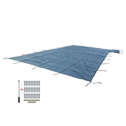 Solid Spare Green Mesh Pool Safety Cover For 20x40 ft Rectangle with 4x8ft Center End Step