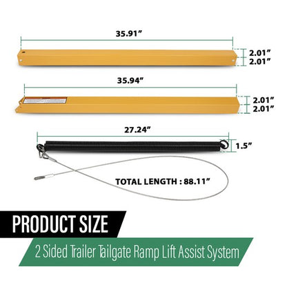 Solid Spare 350 lbs Sided Tailgate Utility Trailer Gate & Ramp Lift Assist System 2 Sided