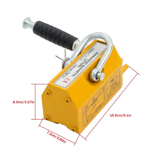 Solid Spare 440lbs/200kg Permanent Magnetic Lifter 2.5 Safety Factor Lifting Magnet Yellow