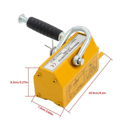 Solid Spare 440lbs/200kg Permanent Magnetic Lifter 2.5 Safety Factor Lifting Magnet Yellow