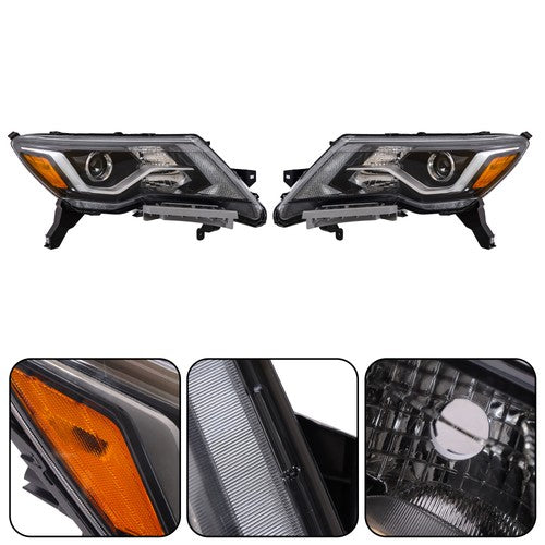 Solid Spare Headlights Assembly Set For Nissan Pathfinder 2017-2020 Halogen W/LED DRL Pair
