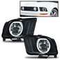 Solid Spare Fit For 05-09 Ford Mustang Smoke/Black LED DRL Halo Headlights Assembly Pair