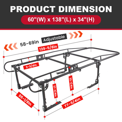Solid Spare Adjustable FullSize Trunk Bed Truck PICKUP Rack Ladder Lumber Utility Kayak