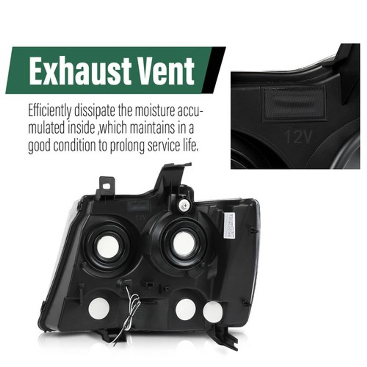 Solid Spare Clear/Black LED DRL Headlights Fit For 2007-2014 Chevy Avalanche Tahoe Suburban