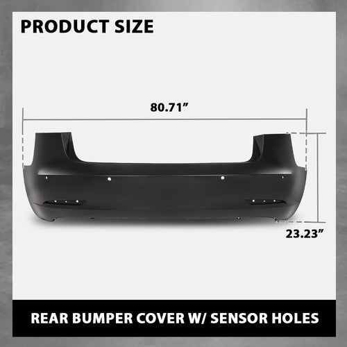 Solid Spare Fit For 17-23 Tesla Model 3 Rear Bumper Cover Fascia w/ Sensor Holes TA1100100