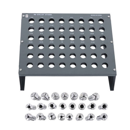 Solid Spare R8 Collet Set 1/16" to 3/4" 23 Pc for Bridgeport with R8 Collet Rack - 48 slot