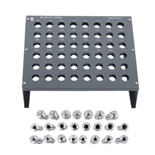 Solid Spare R8 Collet Set 1/16" to 3/4" 23 Pc for Bridgeport with R8 Collet Rack - 48 slot