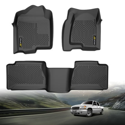 Solid Spare TPE Floor Mats Liners Fit For 1999-2006 Chevy Silverado/GMC Sierra Extended Cab
