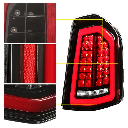 Solid Spare Full LED Taillights with LED Reverse / Signal Black For 2011-2014 Chrysler 300