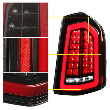 Solid Spare Full LED Taillights with LED Reverse / Signal Black For 2011-2014 Chrysler 300