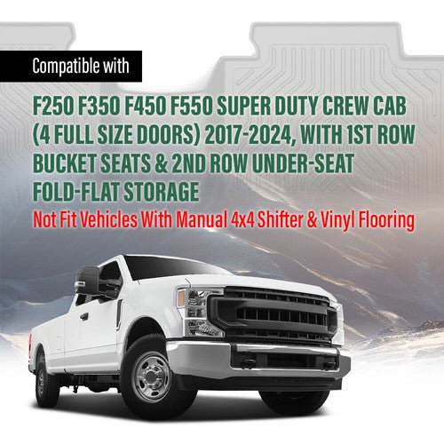 Solid Spare TPE Floor Mats Liners Fit For 17-24 Ford F-250 F-350 F-450 Super Duty Crew Cab