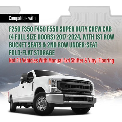 Solid Spare TPE Floor Mats Liners Fit For 17-24 Ford F-250 F-350 F-450 Super Duty Crew Cab
