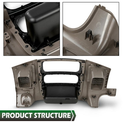 Solid Spare Fit For 02-05 Dodge Ram 1500-3500 Dash Radio Bezel Climate Trim Panel Vent Beige