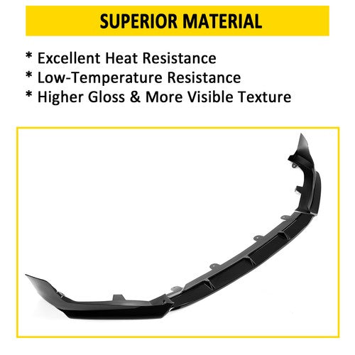 Solid Spare Front Bumper Lip Spoiler Splitter For 18-20 Honda Accord Sport Glossy Black