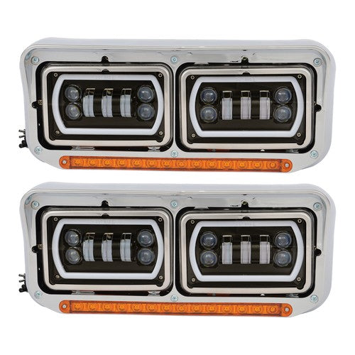 Solid Spare Pair Full Led Headlights For Kenworth T800 Peterbilt Freightliner Western Star