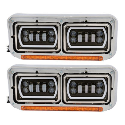 Solid Spare Pair Full Led Headlights For Kenworth T800 Peterbilt Freightliner Western Star