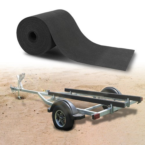 Solid Spare 18" x 50' Ribbed Bunk Carpet / Marine Boat Trailer Runners / Outdoor - Black