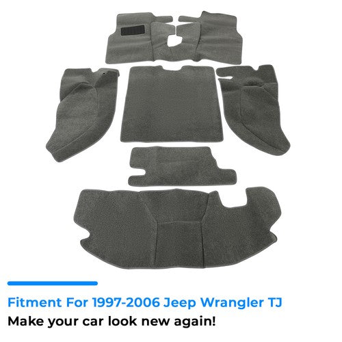 Solid Spare New For TJ Jeep Wrangler 97-06 6 Pieces Full Set Carpet Kit Floor Mat GRAY GREY
