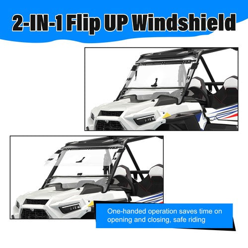 Solid Spare Scratch Resistant Flip Windshield For Polaris RZR XP Turbo S/ 2019+ XP 4 Turbo S