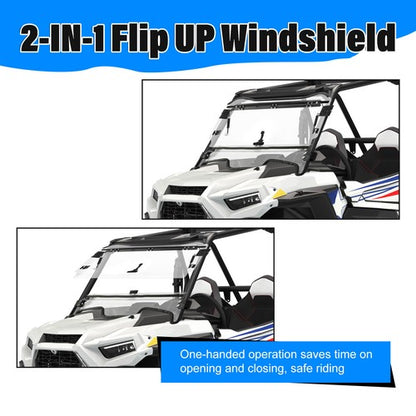 Solid Spare Scratch Resistant Flip Windshield For Polaris RZR XP Turbo S/ 2019+ XP 4 Turbo S