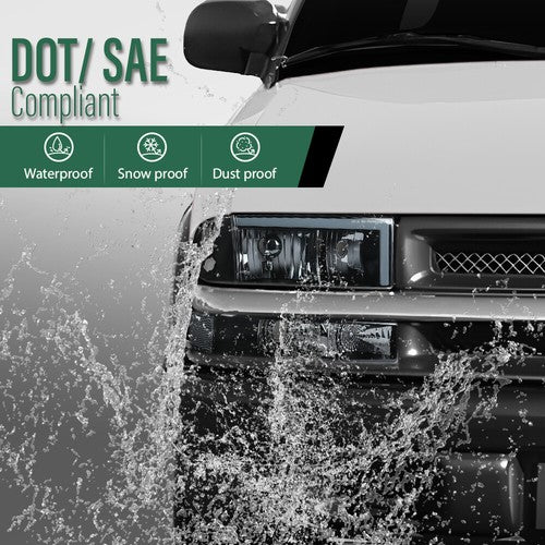Solid Spare Fit For 1998-2004 Chevy S10 Blazer Smoke Lens Black Housing LED DRL Headlights