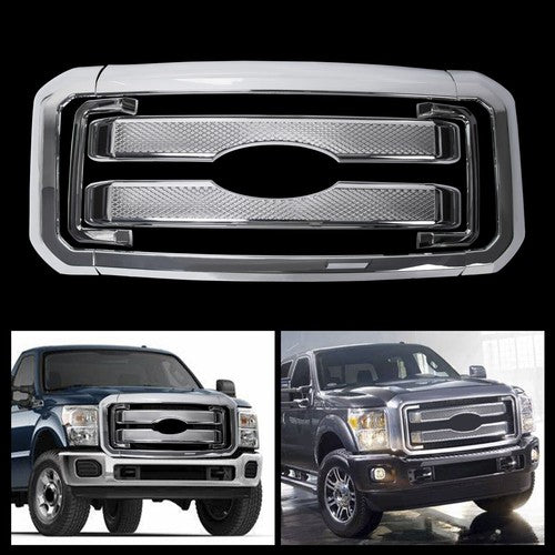 Solid Spare For 2011-2016 Ford F250 F350 Super Duty Chrome Grille Grill Full Overlay Cover