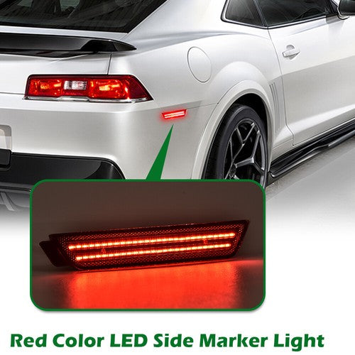 Solid Spare Fit For 2010-2015 Chevy Camaro Smoke Lens Rear LED Side Marker Lights Left+Right