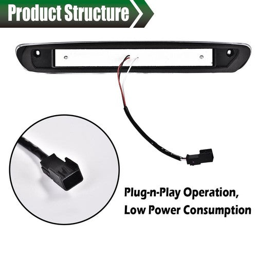 Solid Spare Fit For 07-14 Silverado Sierra Smoke/Black LED Third Brake Light Cargo Lamp