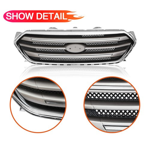 Fit 2013-2019 Ford Taurus Front Bumper Lip Upper Grille Assembly Chrome Grill