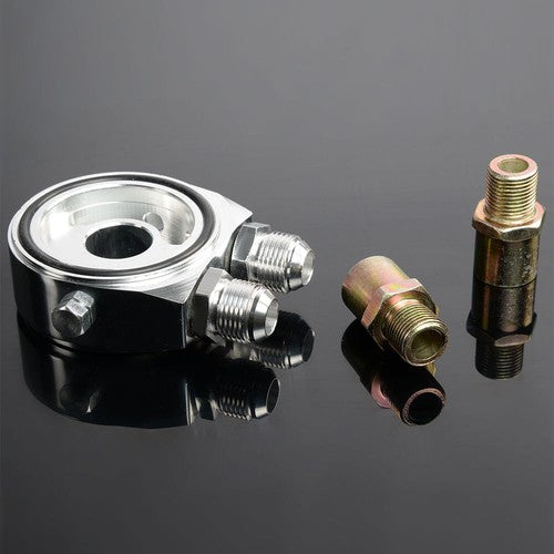 Solid Spare Universal 13 Row Transmission Engine Oil Cooler Sliver + Filter Adapter