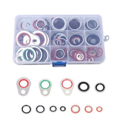 Solid Spare 95-Piece Premium A/C Compressor Gasket Seal Kit with 12 Different Sizes Included