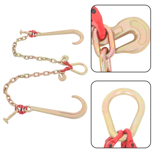 Solid Spare 5/16in*2ft G80 Chain Double Limb Hook Chain Fracture Strength 9260lbs T J Hook