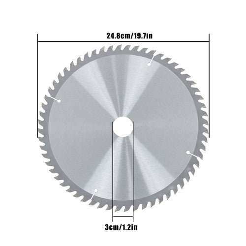 Solid Spare Industrial-Grade 10"×30mm×60T Saw Blade with Carbide Teeth, Silver Coating