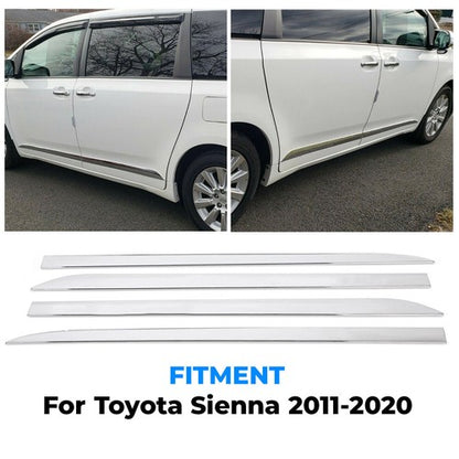 Solid Spare 4 PCS Outside Door Body Side ABS Molding Chrome Trim For Toyota SIENNA 2011-2020