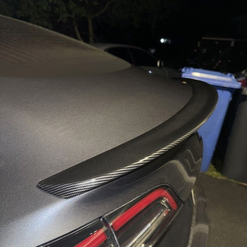 Solid Spare Rear Trunk Spoiler Wing For 2017-2023 2019 Tesla Model 3 Carbon Fiber Look