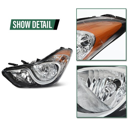 Solid Spare New Fit For 2011-2013 Hyundai Elantra Halogen Headlight Assembly Left Driver